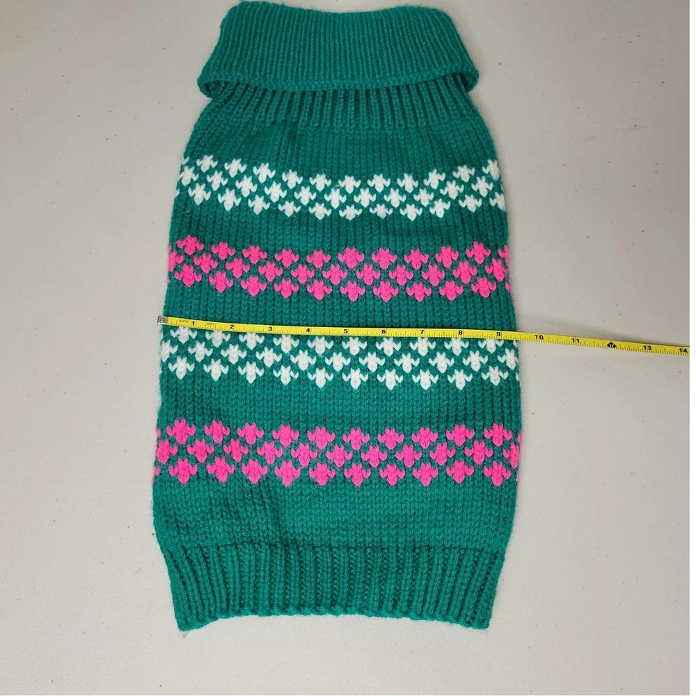 Teal Turtle Neck Dog/Pet‎ Sweater ~ Fair Isle Pattern